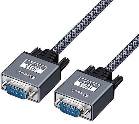 Ruaeoda VGA to VGA Cable 10 ft, Nylon Braided 15 pin 1080P Full HD Computer Monitor Cable Male to Male VGACord for PC Laptop TV Projector