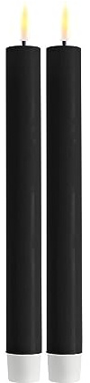 ReWu Deluxe Homeart Stabkerze 2 Stück 24 cm Schwarz | Echtwachs
