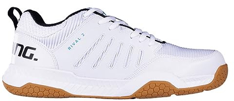 Salming Rival - Scarpe da squash da uomo (bianco/supersonico) e colori nero/bianco (squash, racquetball, pallavolo, floorball), bianco, 44 EU