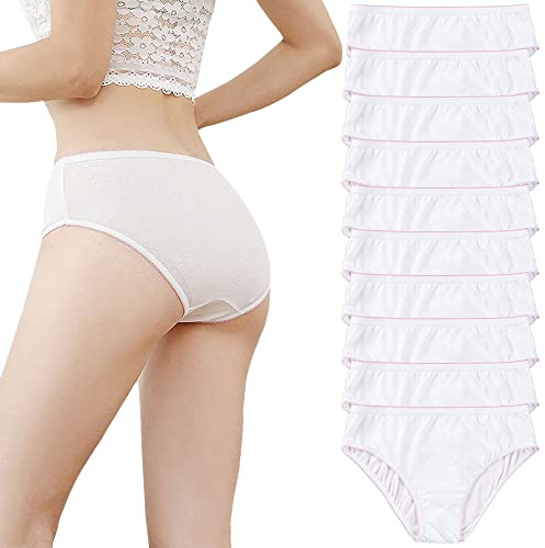 Sunvivid 10 Pack Women Disposable Underwear Cotton Double-Layer Maternity Knickers After Birth Underpants For Hospital Maternity Pregnancy Travel Individually Packed