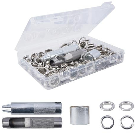 FOGAWA 120 Sets Ösen Werkzeug Kit 16mm Ösen Set Metallösen Kupfer Ösen Scheiben Planenösen Grommet Ösen mit Werkzeugset für Leder, Zelte, Markisen, Schuhe