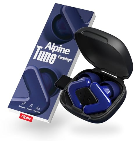 Alpine Tune Concert Ear Plugs Hi-Fi | Comes with 4 Tip Sizes 19dB Dark Blue | Music preservation, gigs, concerts, festivals & clubs. Noise reduction. Includes 4 tips (XS, S, M, L). Reusable. With case.