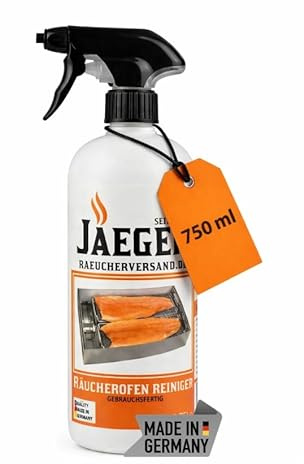 Jaeger Räuchereiprodukte | Räucherofenreiniger & Rauchharzentferner 750ml – kraftvoller Grillreiniger für Räucherofen, Gasgrill, Edelstahl – gebrauchsfertig – Made in Germany
