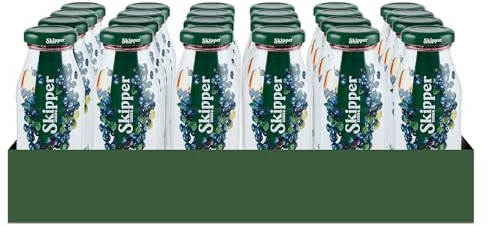 Zuegg Skipper Bar Succo di Frutta Gusto Mirtillo Senza Zuccheri Aggiunti, Linea Bar in Bottiglietta di Vetro - Bevanda a base di Mirtillo, Mela e Uva (200ml x 24 Pezzi)