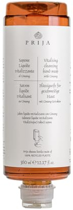 Prija Flüssigseife vitelisierend mit Ginseng 360ml Cysoap Drückspender Kartusche/Flakon für Spender, Quetschspender, Wellness Spa Hotel Italien (4x 360ml)
