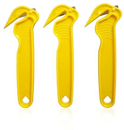 Box Cutters - ShiningUU 3 Pack Heavy-Duty Yellow Utility Box Opener for Cardboard & Plastic | Warehouse Box Opener Tool with Anti-Slip Grip​