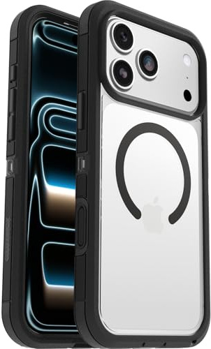 OtterBox Defender Pro XT MagSafe Hülle, iPhone 17 Pro Max, Klar/Schwarz | Stoßfest und ultra-robust, Schützende Hülle, 7x getestet nach Militärstandard