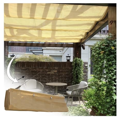 Retractable Pergola Canopy Outdoor Sunshade for Patio Garden Beach Grill Pavilion Modern Courtyard Trellis (W 2.4 x L 8 m) - Weatherproof Stylish Shade Solution