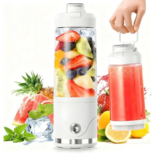650 Ml Mini Batidora Portatil, Licuadoras Para Zumos y Batidos, Minibatidora Con Cuchilla De Acero Inoxidable De 6 Puntas, Desmontable, Apto Para Uso Doméstico, De Oficina y En Exteriores (Blanco)