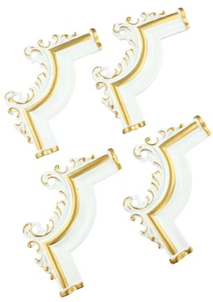 Lot de 4 fleurs d'angle décoratives en PVC pour porte, armoire, lit, bordure de style rétro, décoration murale pour maison et jardin