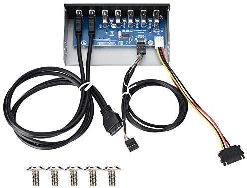USB Front Panel, 7 Ports HUB with USB 3.0 and Fast Charging Optical Drive 5.25 Inch Bay for PC Upgrade, Gamers and Office Use