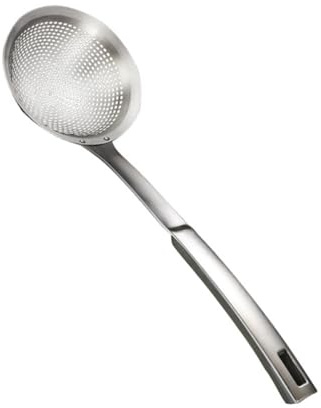 OSALADI Scolapasta in Acciaio Inox 304 Foro Fine, Mestolo per Pentola Calda da 16,5 Cm, Manico Ergonomico Resistente al Calore, Utensile Cucina per Filtrare Olio e Servire Patatine,