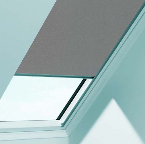 VELUX Original Verdunkelungsrollo DKL Y89 0705S Für // VL, VU, VKU Y89 // in Stofffarbe 0705 / Uni Grau // Seitenschienen in Silber_9406
