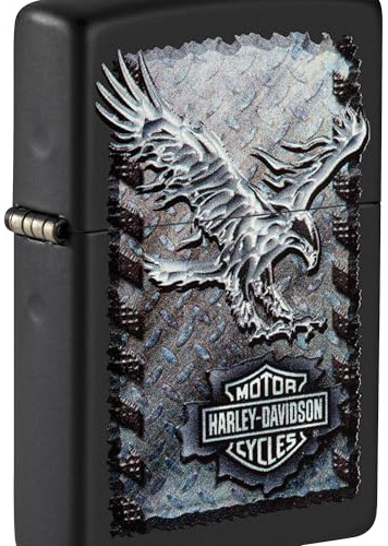 Zippo Sturmfeuerzeug - Harley-Davidson Iron Eagle, Black Matte, Color Image - Nachfüllbar - Wiederverwendbar - Windfestes Design - Geschenkbox - Made in USA