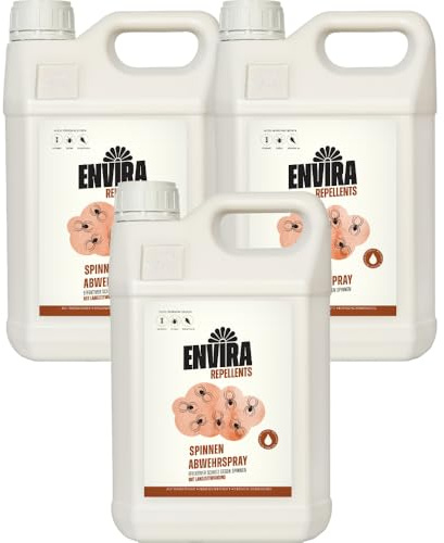 Envira Spinnenspray 3 x 5 Liter - hochwirksam gegen Winkel- & Kreuzspinnen | Spinnen Spray mit Langzeitwirkung wirkt gegen Spinnen sowie Weberknecht - effektive Spinnenabwehr insgesamt