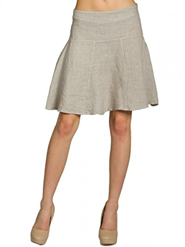 Caspar RO013 Damen Sommer Leinenrock, Farbe:beige, Größe:S - DE36 UK8 IT40 ES38 US6