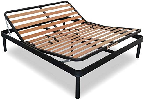 EVERGREENWEB - Lattenrost aus Holz für große Größen XXL verstärkt mit doppelter Struktur aus Eisen + Regler Lendenwirbelbereich 4 Beine zerlegbar GRATIS Unterbau für alle Betten und Matratzen