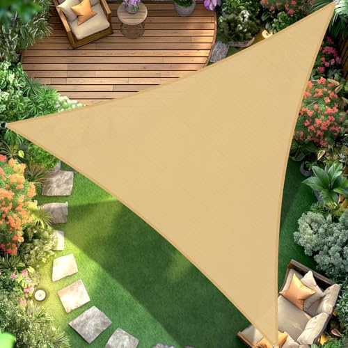 Cool Area Sun Shade Sail 3x3x3m Triangle Sunscreen HDPE, suitable for gardens, terraces and other outdoor, Sand