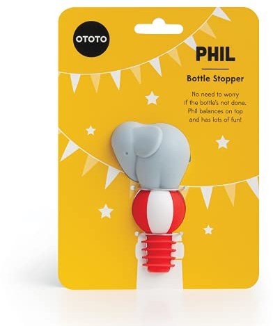 OTOTO Phil – Wine Stopper – Keep Wine Fresh with Reusable Wine Bottle Stoppers – Replace Wine Cork with BPA free Silicone Wine Plug – Fit Standard Size Wine Bottles – Air Tight – 3,6 x 1,6 x 2 Zoll