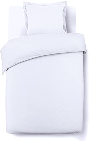 VISION Juego de Ropa de Cama de Color Blanco Liso – Funda nórdica de 140 x 200 cm con 1 Funda de Almohada Individual – 100% algodón