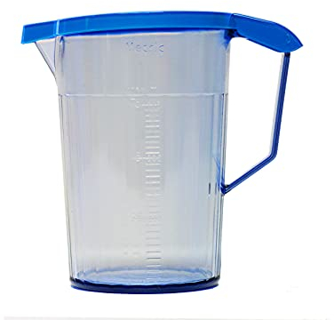 Antibacterial Graduated Jug 750ml with Antibacterial Jug Lid Reusable Virtually Unbreakable Polycarbonate (Blue)