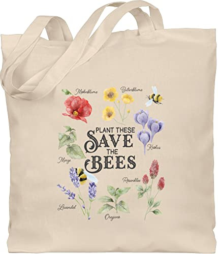 Shirtracer - Baumwolltasche - Blumen & Pflanzen - Save the bees - Rettet die Bienen