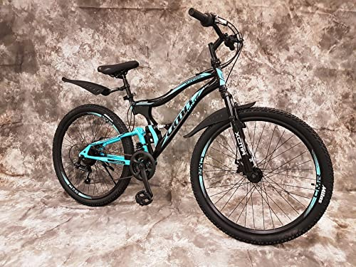 Generisch 26 Zoll MTB Albatros Vollgefedert, 21-Gang Kettenschaltung, Scheibenbremsen NEU 2659-SCHWARZ-TÜRKIS Bitte BEACHTEN AB 155 cm KÖPERGRÖSSE GEEIGNET !!!!!!!