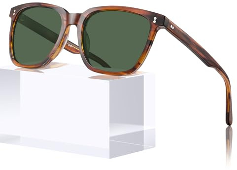 CARFIA Retro Acetate Polarized Sunglasses for Men UV400 Protection Driving Outdoor Anti-Glare Sun Glasses