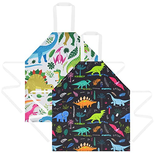 HOTUT Delantales para Niños,2pcs Delantal Infantil,Impermeable y Antiincrustante Delantal Infantil Cocina,Delantales Cocina Niños para Pintar,Cocinar,Hornear,Jardín,Cocina