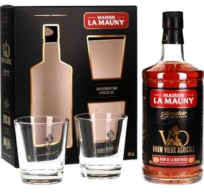 Maison La Mauny Rhum Ambre Agricole Vo 40 Coffret + 2 Verres