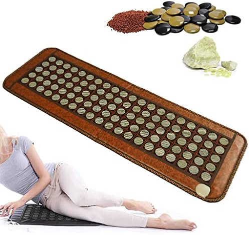 BDXZJ Coussin Massage Tourmaline, Jade Tapis Chauffant, Améthyste Tapis Pierre Chaude pour Les Maux De Dos, Thérapie Thermique Infrarouge, Température Réglable