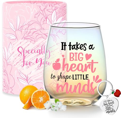 Yalucky Teacher Gifts for Women Stemless Wine Glasses Thank You Gift Personalised Graduation Birthday Leaving Retirement Appreciation Christmas Cool Cute Funny Gifts for Teachers her Best Wine Glass | Graduation Birthday Leaving Retirement Appreciation Christmas Cool Cute Funny Gifts for Best Nursery Head Teachers Assistant