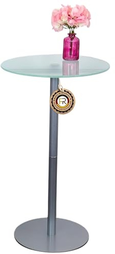 Beistelltisch, Couchtisch, Blumentisch, Josefa, Gestell in Silber Brillant, Milchglas, Verschiedene Größen (Ø40 x Höhe 70cm)