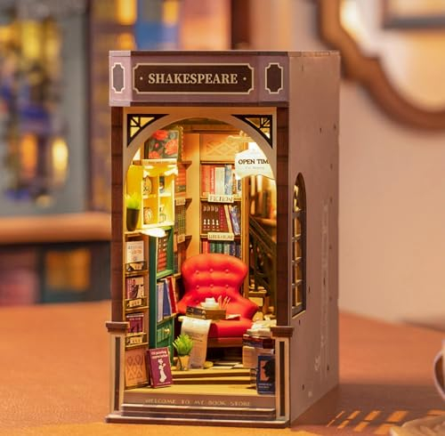 ROWOOD Book Nook, Buchhandlung DIY Miniature House, 3D Puzzle Bücherregal Deko, Miniatur Haus Selber Bauen, Booknook Diorama Bibliothek für Weihnachten Geburtstag Buchliebhaber Geschenke
