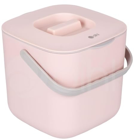 Dihl 7 Litre Indoor Kitchen Food Waste Compost Caddy Bin, with Strainer and Odour Seal, 7L, Recycle Organic Waste, Pink