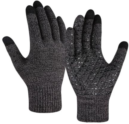 SMED Touchscreen-Handschuhe für Männer und Frauen warme und kältebeständige verdickte gestrickte Woll-Fahr- und Fahrrad-Fingerhandschuhe Schwarz A Einheitsgröße