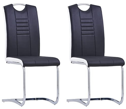 LAPOOH Freischwinger 2 STK Stühle Set, Esszimmerstühle, Dining Chairs, Esstisch Stühle, Besucherstuhl, Küchenstühle, Esszimmermã¶Bel, Schwarz Kunstleder