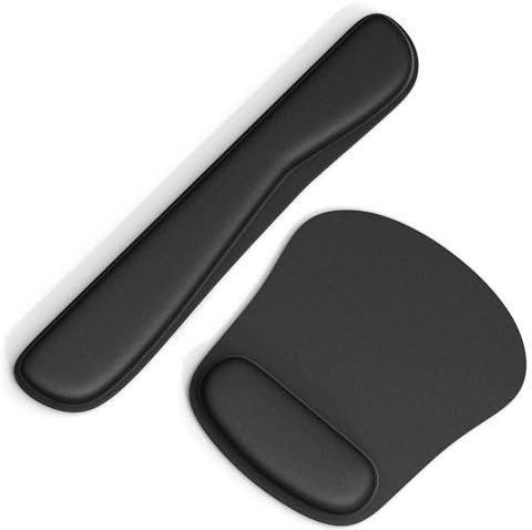 Gomin Mauspad mit Handauflage, Ergonomisches Tastaturpad und Mousepad 2 in 1, Handgelenkauflage für Tastatur und Maus löst Handgelenkschmerzen, Memory Foam Handballenauflage für Büro und Home Office