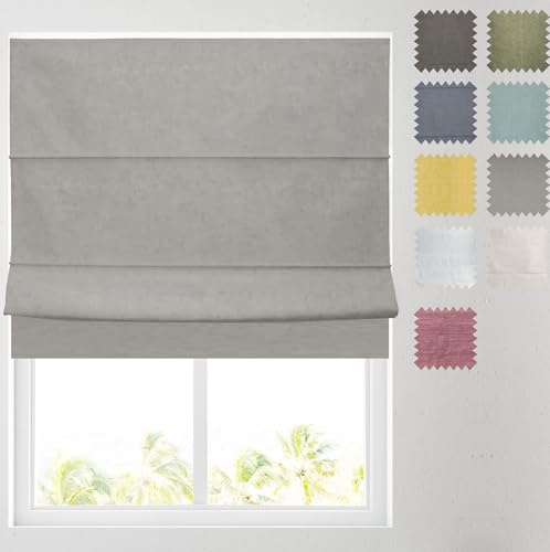 Barnes Blinds - Linen Look Blackout Lined Roman Blind - choice of standard or deluxe headrail - Choice of Deluxe or Standard Headrail - Durable Fittings Easy Fit (Grey 4ft (122cm))