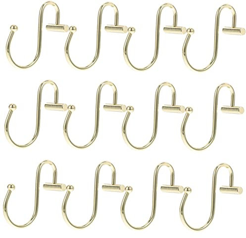 HOOTNEE 12stücke Teiliges T-stab Duschvorhanghaken Aus Robustem Eisen rutschfeste Gardinenstangenhaken Mit Dekorativem Retro-Design Installieren Für Badezimmer Und Duschvorhänge