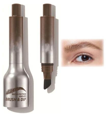 Instant-Augenbrauenpinsel, Brow-Fection abgewinkelter Pinsel & Dip, Augenbrauenpinsel und Dip, Mehrzweck-Augenbrauenstift, der nicht verwischt (02 TAUPE)