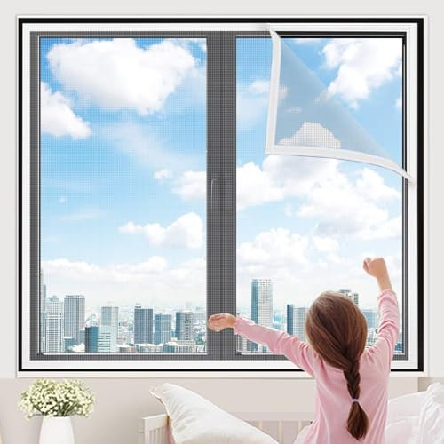 zum Klemmen Fliegengitter für Dachfenster 100x165cm Weiß pollengitternetz fensterFenstergitter Insektenschutz Fliegengitter Fenster BalkonFenster
