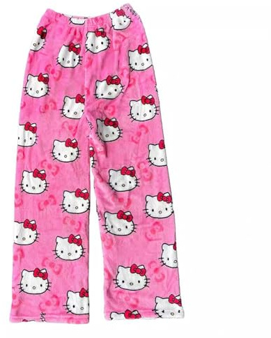 Driflo Kitty Pj Bottoms, Pyjamas Kitty Pjs Trousers, XL Women's Pj Bottoms, Flannel KT Pyjamas, Cartoon Anime Pjs Pants, Sleep Trousers, Cute Anime Pyjamas Pants, Flannel Sleepwear