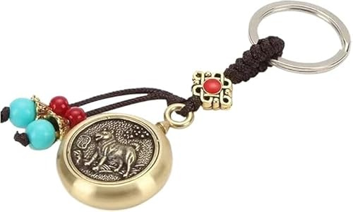 Theaque Porte-clés avec douze signes du zodiaque chinois, breloque animal du zodiaque, porte-bonheur, cadeau, chien, taille unique