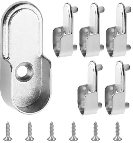 6 Stücke Kleiderstangenhalter, Robuste Halterungen für Garderobenstangen, Einfach Montage, Kleiderstange Halterung Schrankrohrlager Rundrohr Halterung Stangenhalter Kleiderstangenhalterung Silber