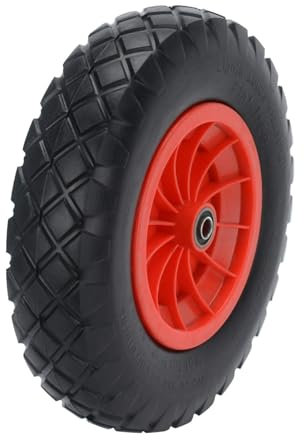 CROWNSHOP 2 x 16 Wheelbarrow Wheel Black Solid Replacement Wheelbarrow Wheel 4.80/4.00-8 Trolley Wheels Replaceable for Garden Trailer Wheelbarrows Truck (2)