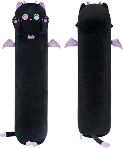 Mewaii Lange Katze Plüsch Körper Kissen, niedlich lila große Augen Katze Plüschtiere Kawaii Plüschtiere, Squishy Körper Kissen Plüsch Spielzeug für Kinder Mädchen Jungen 130 cm