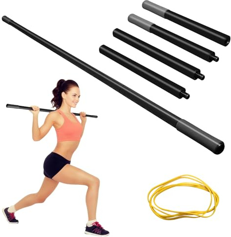 5ft Yoga Stick - Heavy-Duty Steel Adjustable Mobility Stick for Exercise, Stretching, Balance - Versatile Exercise Stick with Resistance Bands for Fitness, Rehabilitation and Warm Up