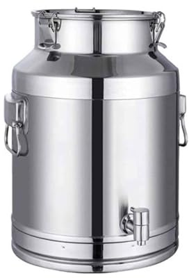 Generico Bidone per Il Latte, Inox Contenitore Ermetico, Barile Sigillato con Rubinetto e Coperchio per Il Trasporto per Lo Stoccaggio di Liquidi e Solidi,Siliver-58L