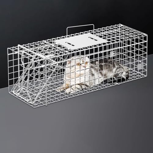 Lebendtierkäfigfalle, Stahltier-Lebendfalle, Nagetierkäfig, Faltbarer Katzenkäfig for Kaninchen, Murmeltiere, Streunende Katzen, Eichhörnchen(79 * 30 * 32cm)